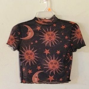 Sun and Moon Mesh crop tee